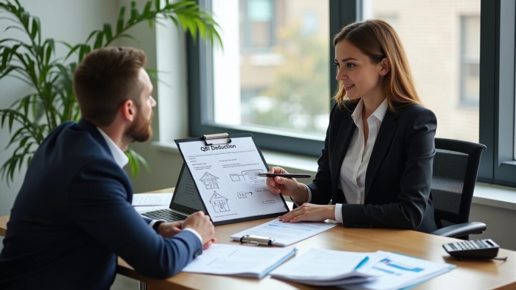 Accountant explaining QBI deduction concept to client