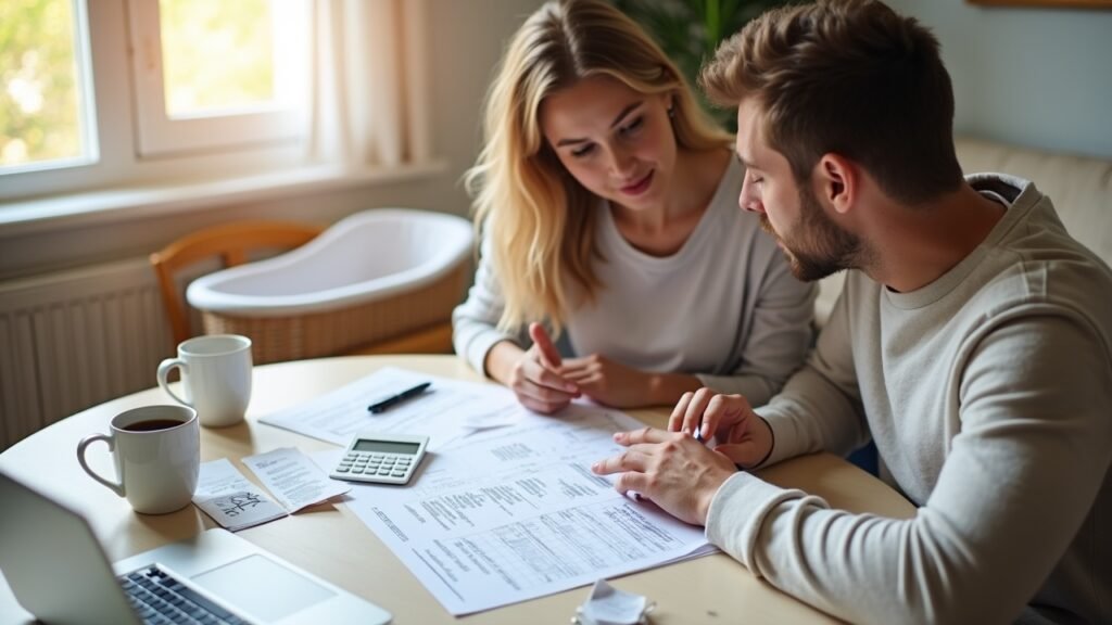 Family budget planning worksheet with baby expenses