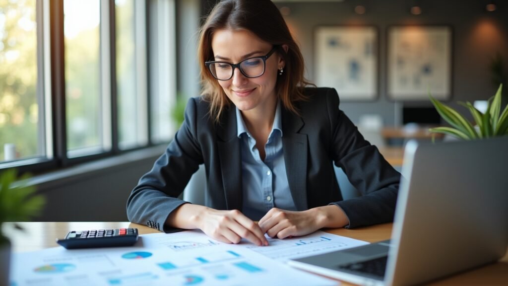 Financial advisor reviewing retirement tax documents
