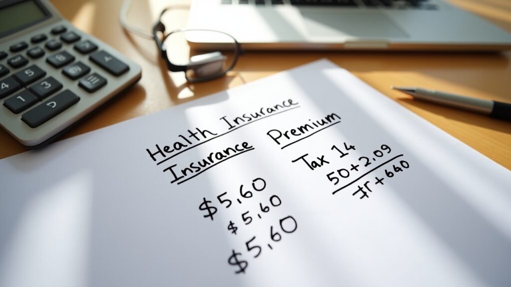 Calculator with health premium and deduction notes