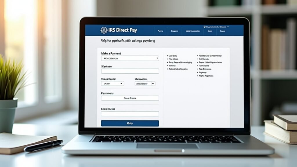 IRS Direct Pay website interface on a screen