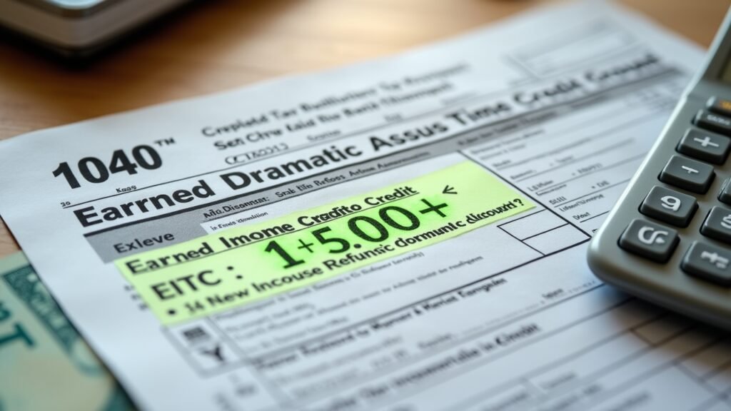 IRS tax refund concept showing EITC credit amount