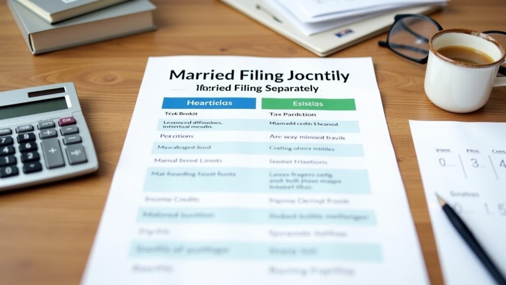 Married filing jointly vs separately comparison chart