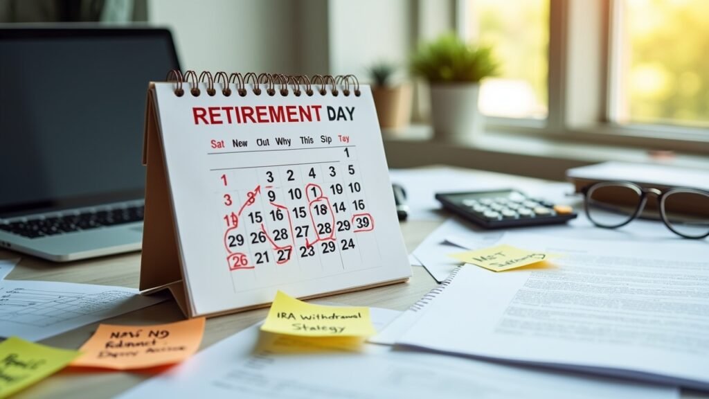 Retirement countdown calendar with tax planning notes