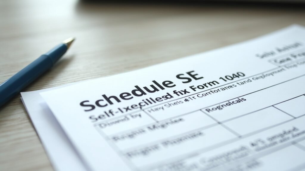 IRS Schedule SE tax form shown in closeup