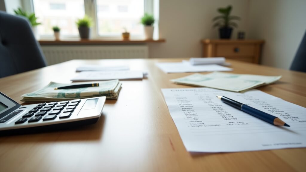 Split household budget concept with two calculators