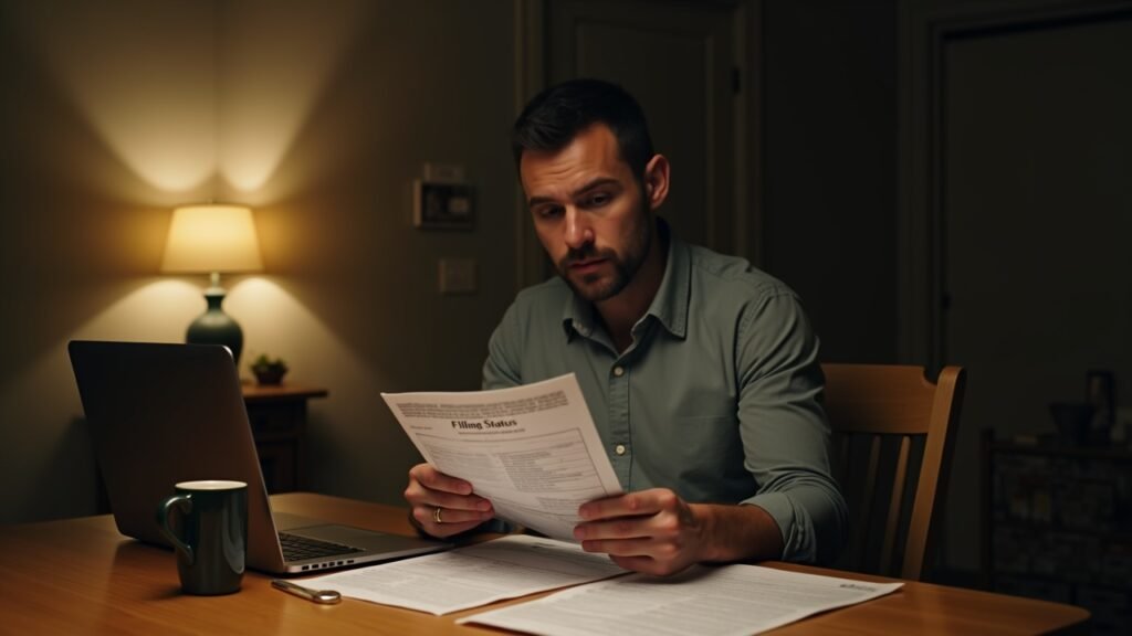 Person reviewing new filing status after a divorce