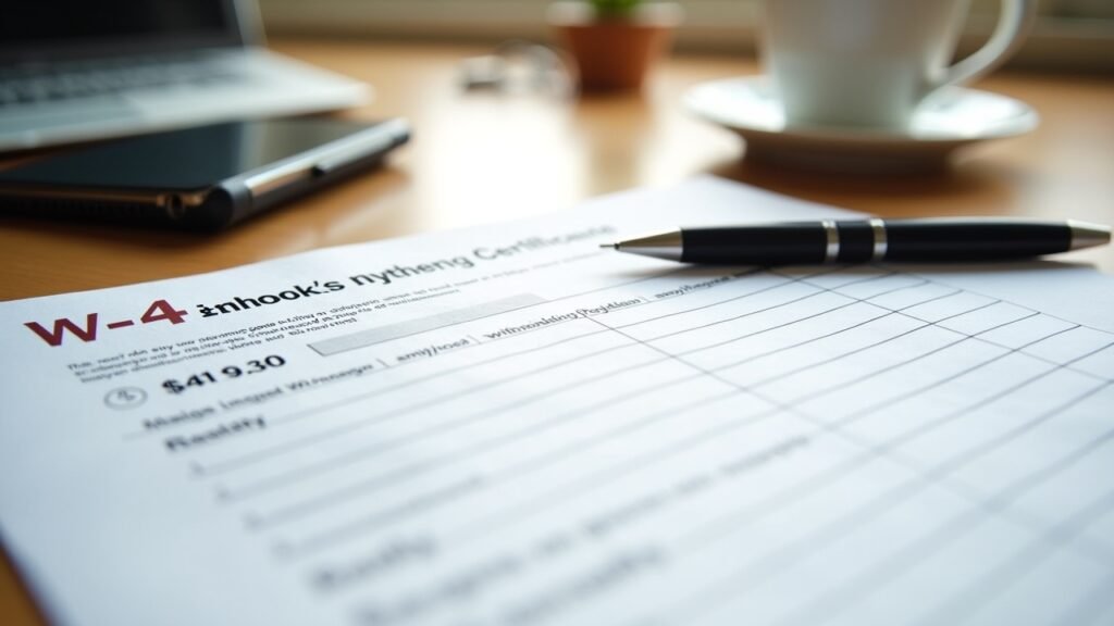 W-4 withholding adjustment form open on a desk