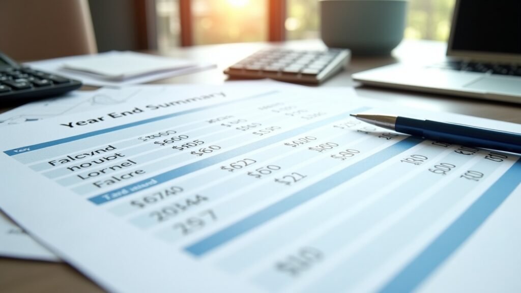Year-end income summary and Q4 tax calculation sheet