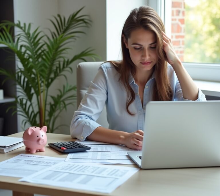Recent graduate reviewing student loan statements at home
