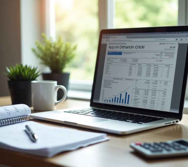 Clean organized home office with computer and plants