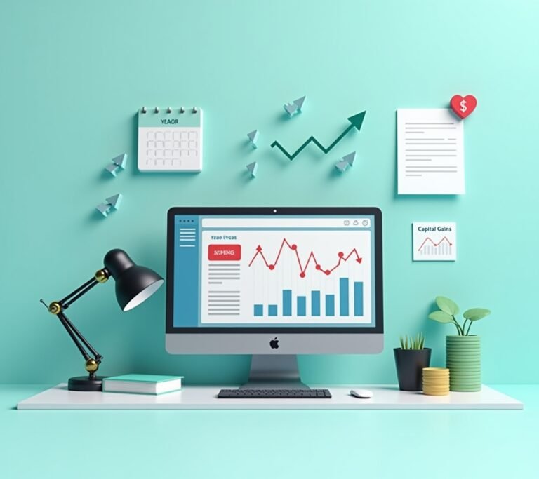 Investor reviewing portfolio losses on a desktop screen