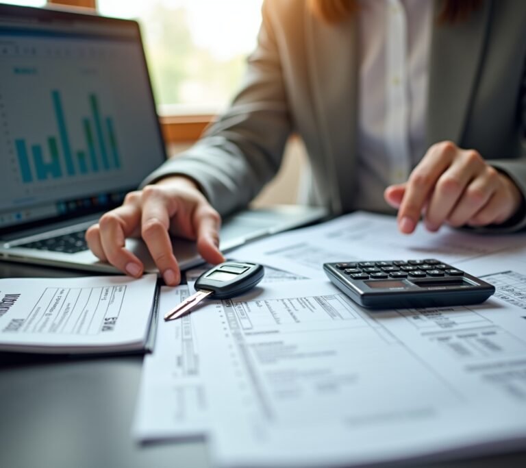 Self-employed person tracking business mileage in car