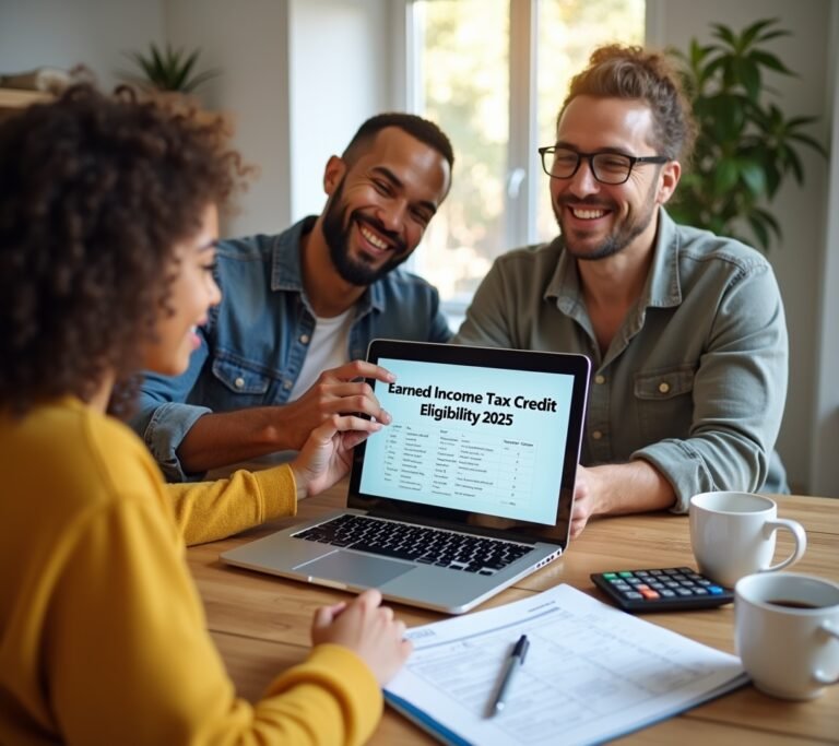 Working parent reviewing EITC eligibility paperwork