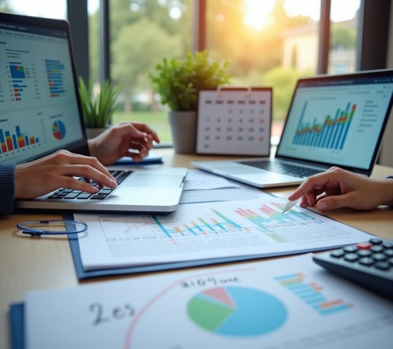 Person reviewing financial documents before year-end