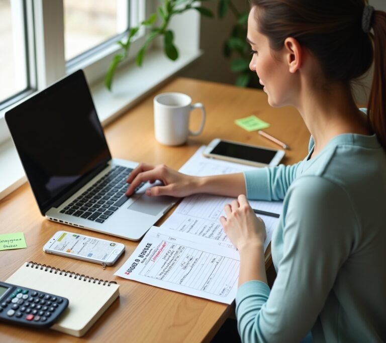 Person starting a side hustle working at home laptop