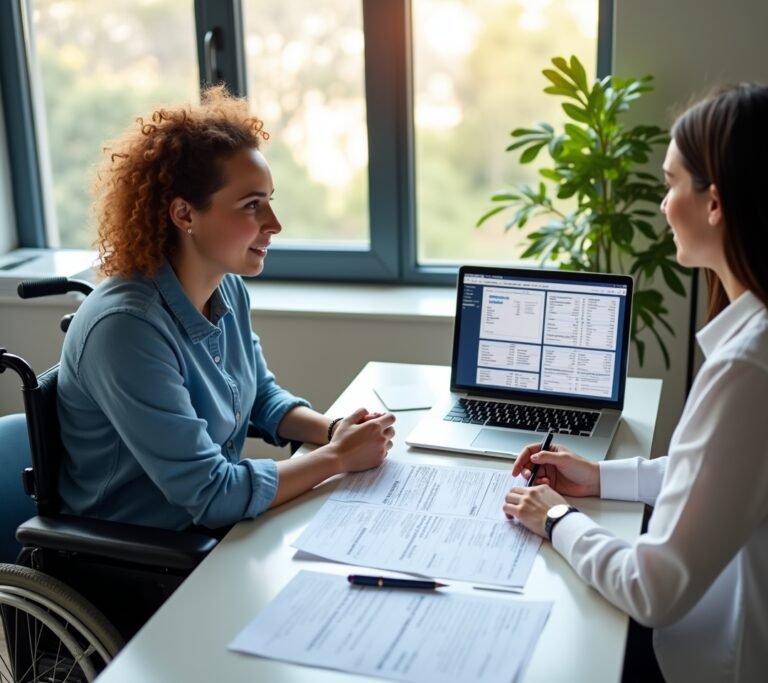 Person reviewing disability income documents at home