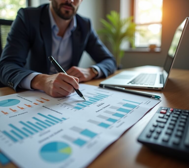 Person reviewing year-end financial checklist at desk