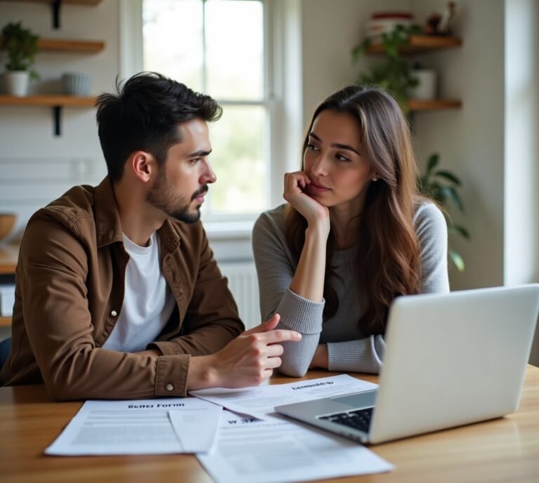 Parent and teenager reviewing college financial forms