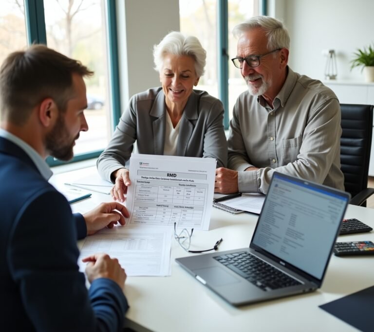 Retiree reviewing RMD calculation from financial advisor