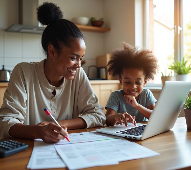 Foster family reviewing benefit and tax documents