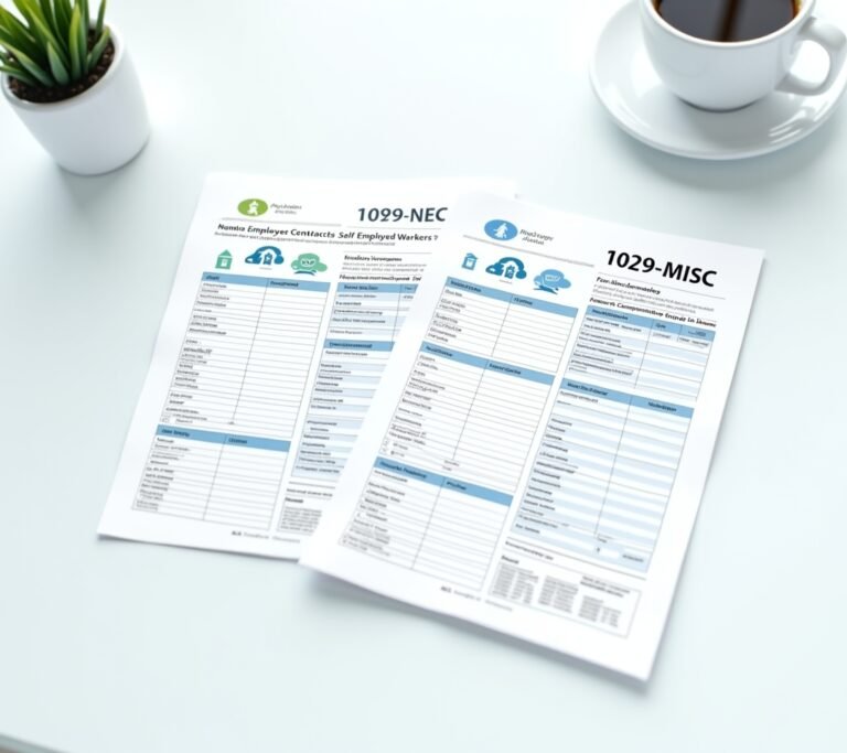 Freelancer comparing 1099-NEC and 1099-MISC forms
