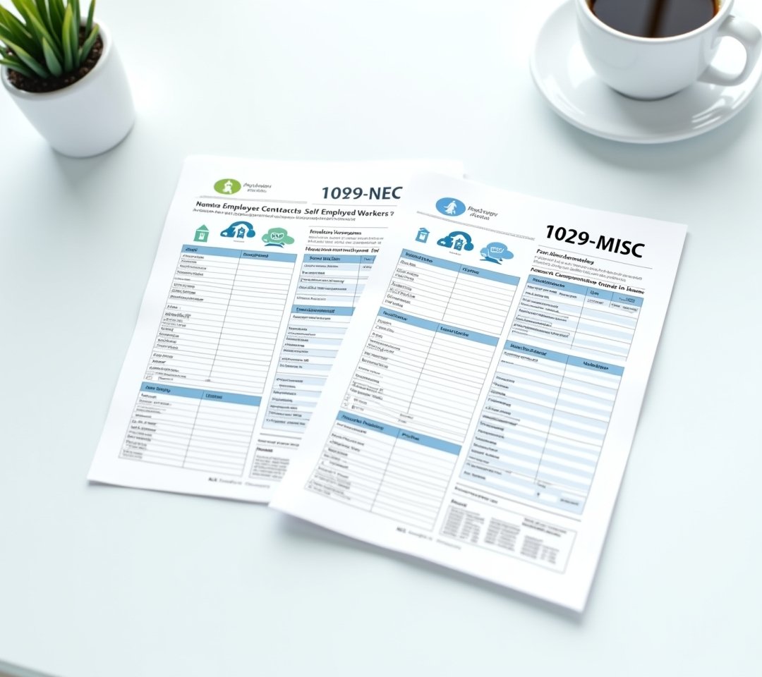 Freelancer comparing 1099-NEC and 1099-MISC forms