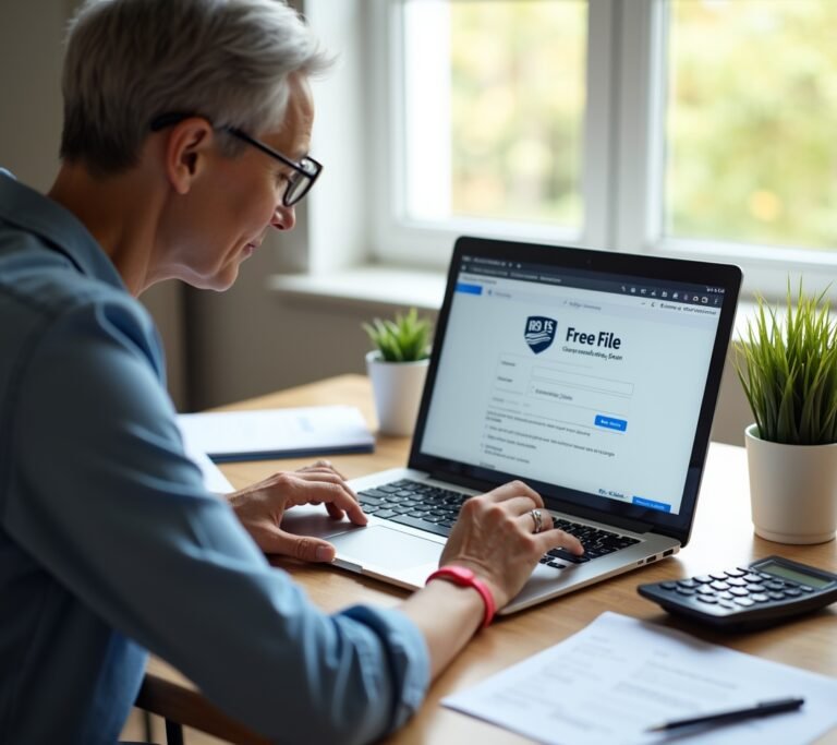 Person filing taxes for free on IRS website
