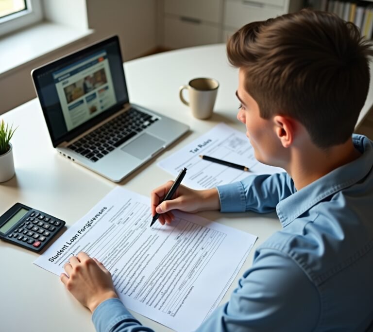Recent graduate reviewing loan forgiveness letter