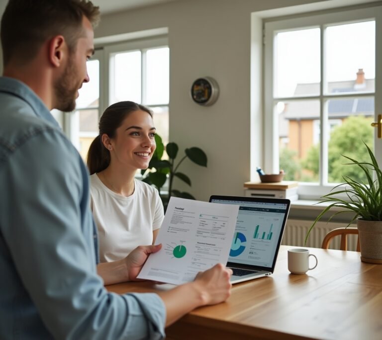 Homeowner reviewing energy efficiency upgrade receipts